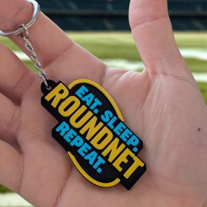 Keychain - ”Eat. Sleep. Roundnet. Repeat" - 2 sides - BLUE + YELLOW